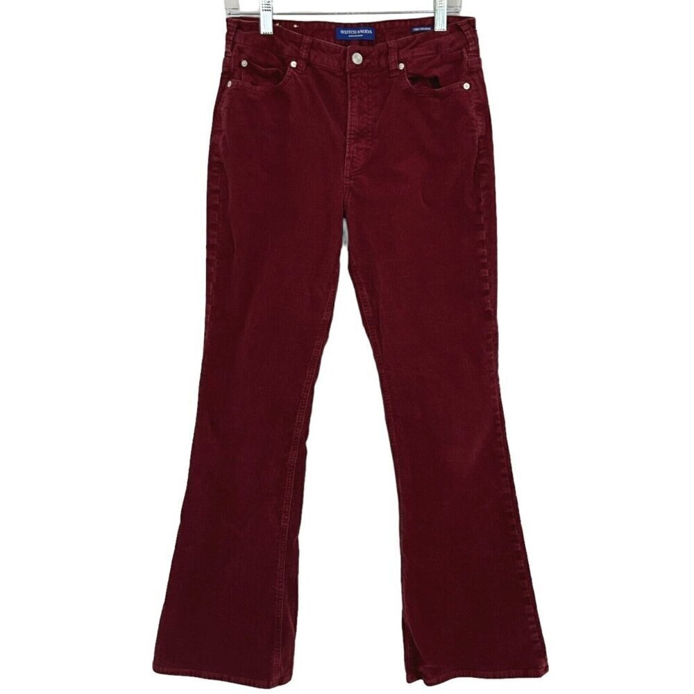 Scotch & Soda Women's Size 30 x 32 The Charm Dark Red Corduroy Flare Pants